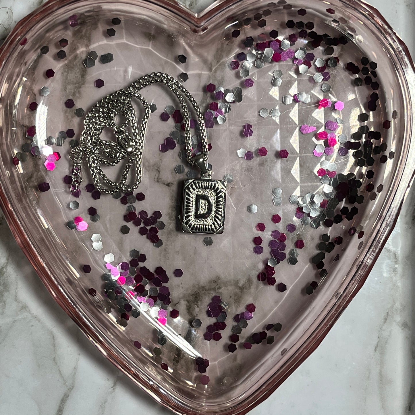 'D' silver necklace