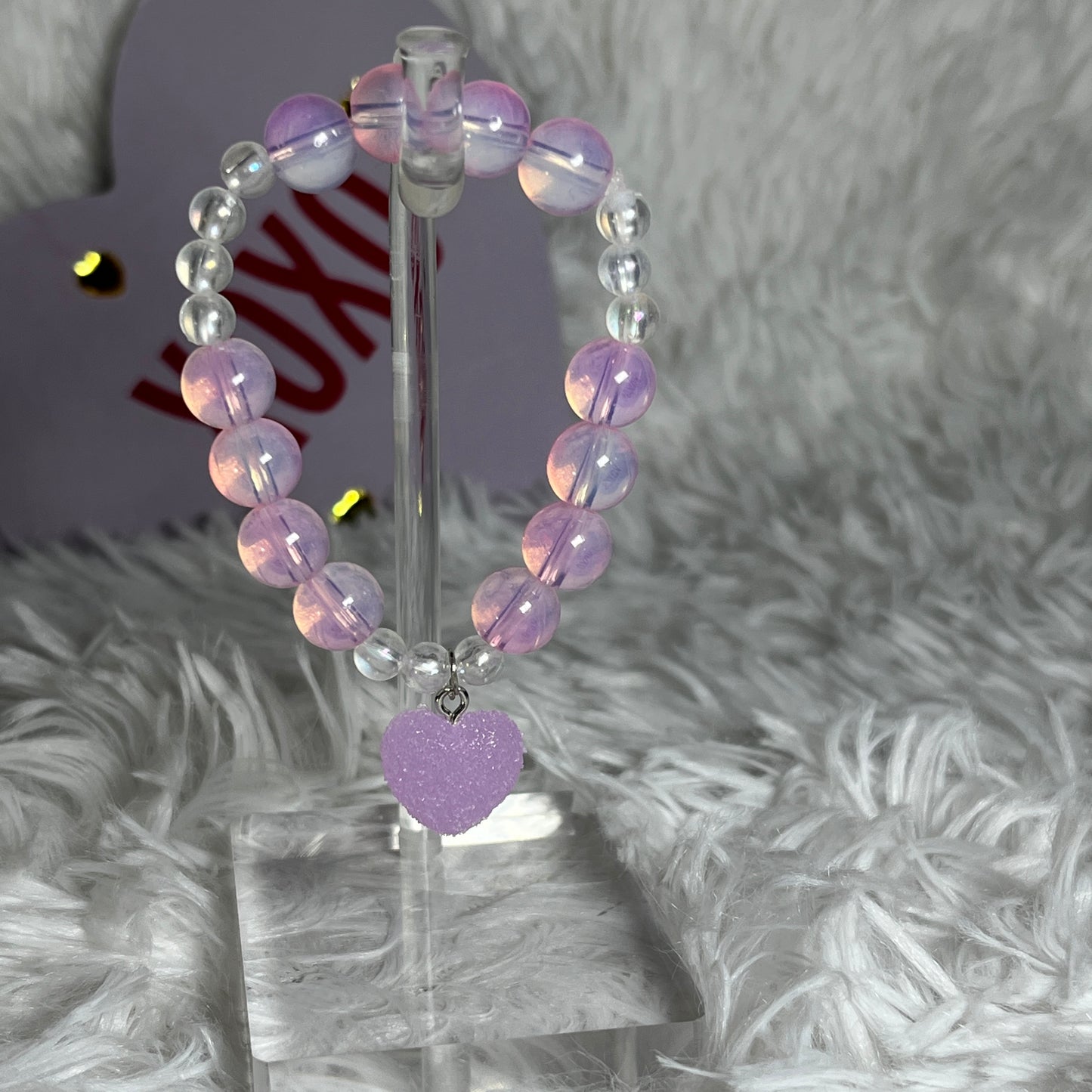 Kids purple frosted heart bracelet