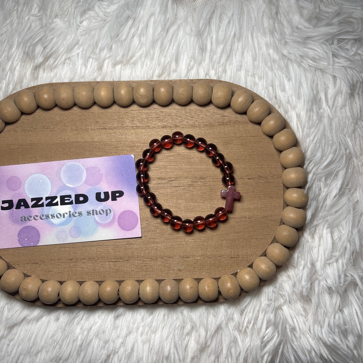 Burgundy cross bracelet