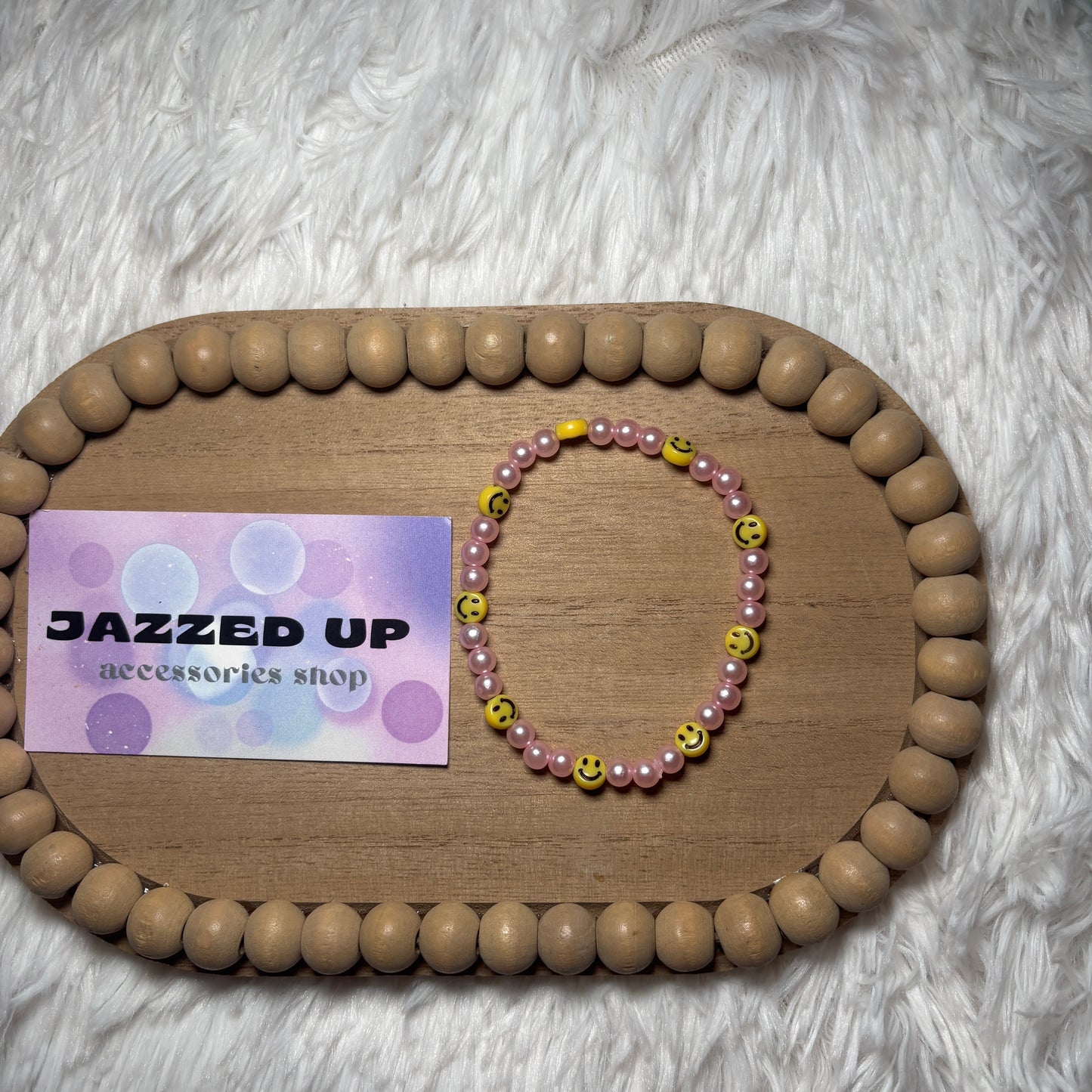 6mm pink pearl smiley